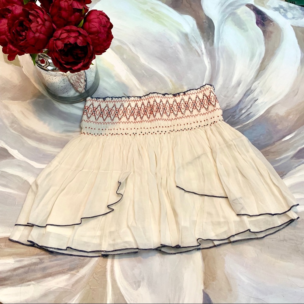 🔴Free People Ivory skirt embroidery & beading NWT